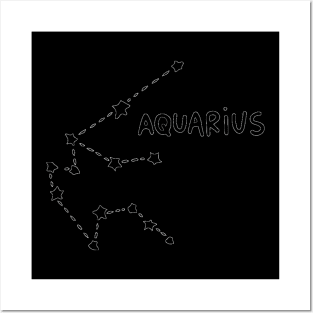 Zodiac Sign - Aquarius Black Posters and Art